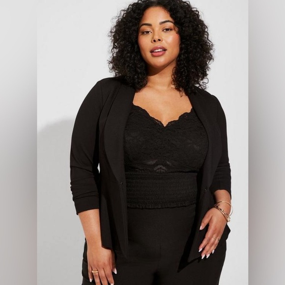 Torrid Studio Luxe Ponte Peplum Black Blazer Size 1x Preppy - Picture 2 of 14